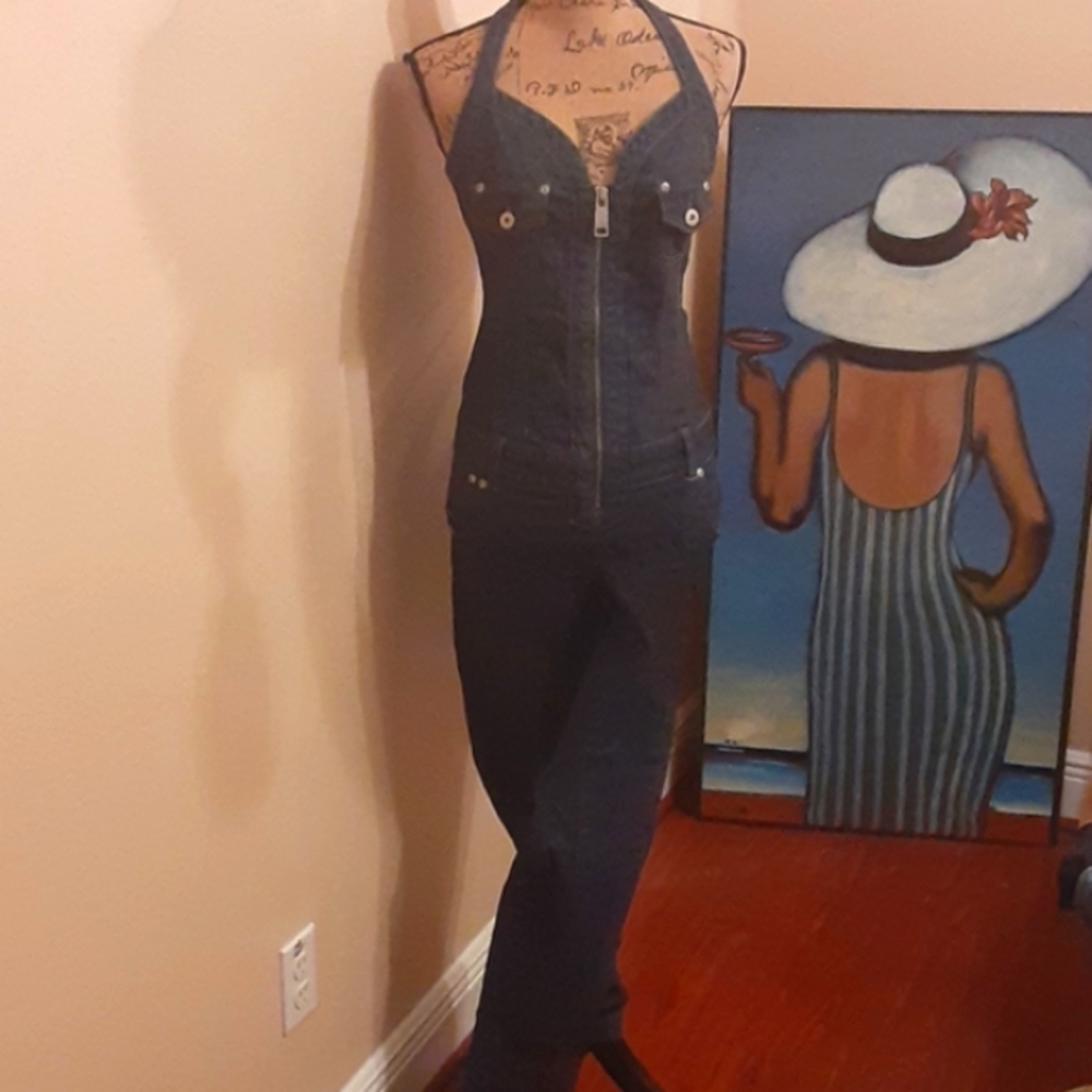 90s JLo Denim Halter Jumpsuit